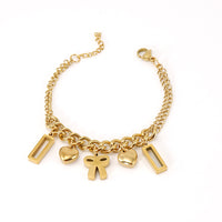18K Gold Heart Bar Bracelet - image 5