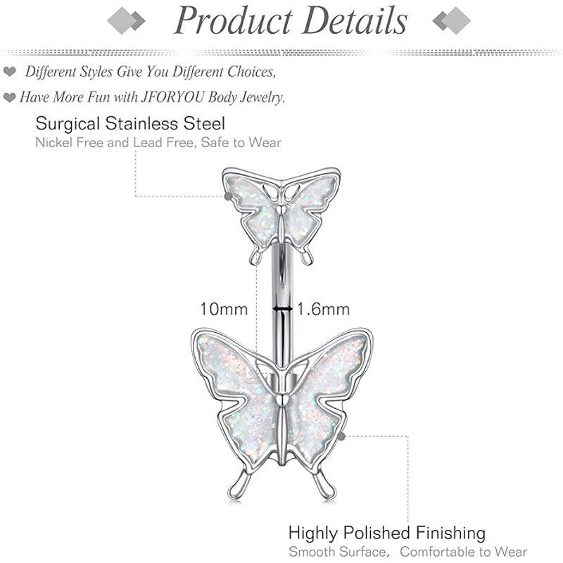 Butterfly AB Butterfly Belly Button Rings 14G Belly Rings 316L Stainless Steel Belly Piercing Purple Cubic - image 4