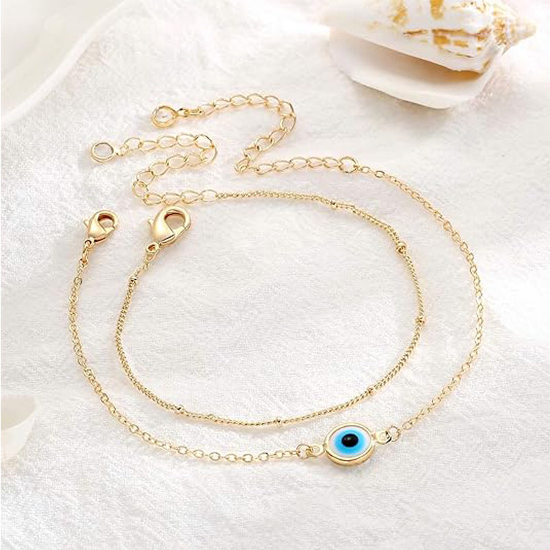 Dainty 14K Gold Filled Evil Eye Layered Bracelet - image 3