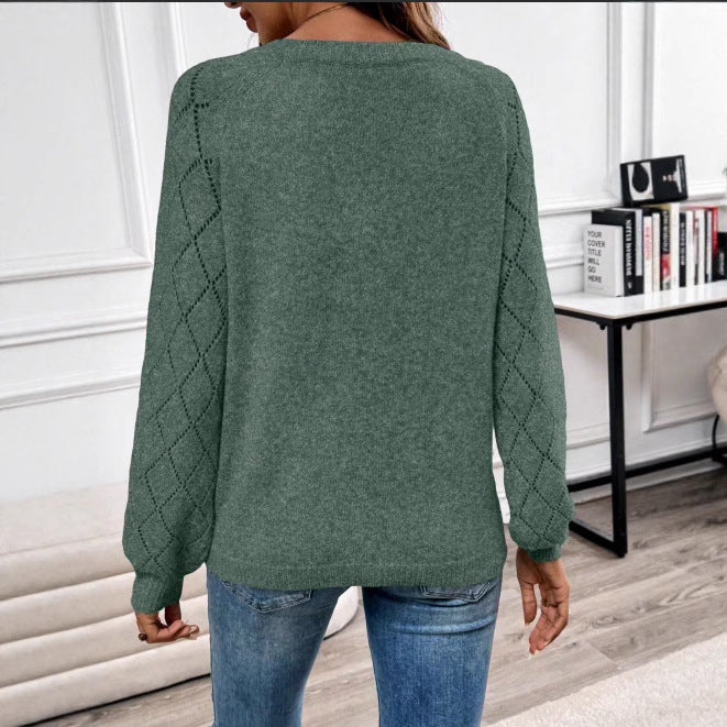 Diamond Pattern Puff Sleeve Knit Cardigan - image 4