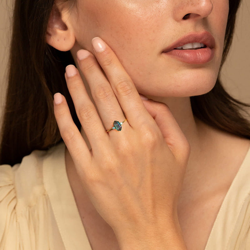 Natural Moss Agate Ring - image 2