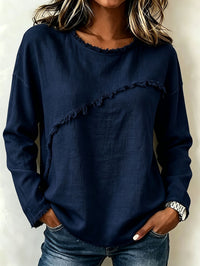 Women's Lace Patchwork Long Sleeve Round Neck Loose T-Shirt - image 11