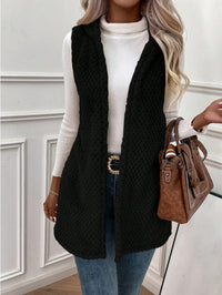 Open Front Hooded Plush Vest Coat - image 1