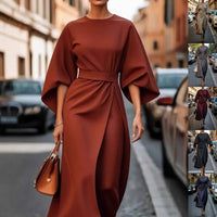 Women's Batwing Sleeve Belted Midi Dress - image 6