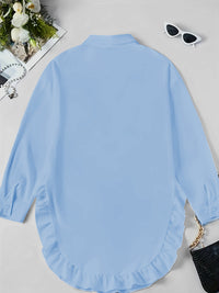 Hem Ruffled Casual Long Sleeve Shirt - image 8