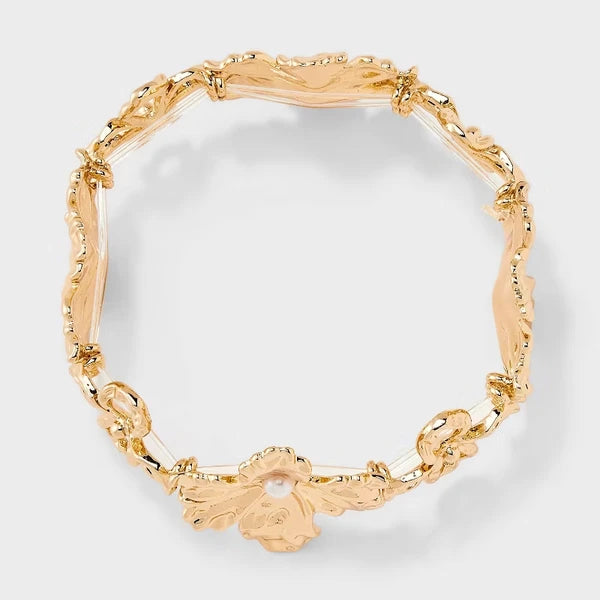 Stretch Flower Bracelet - Gold - image 2