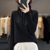 Rhinestone Mock Neck Sweater - image 6