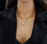 Collar de oro con capas de luna y estrellas - image 4