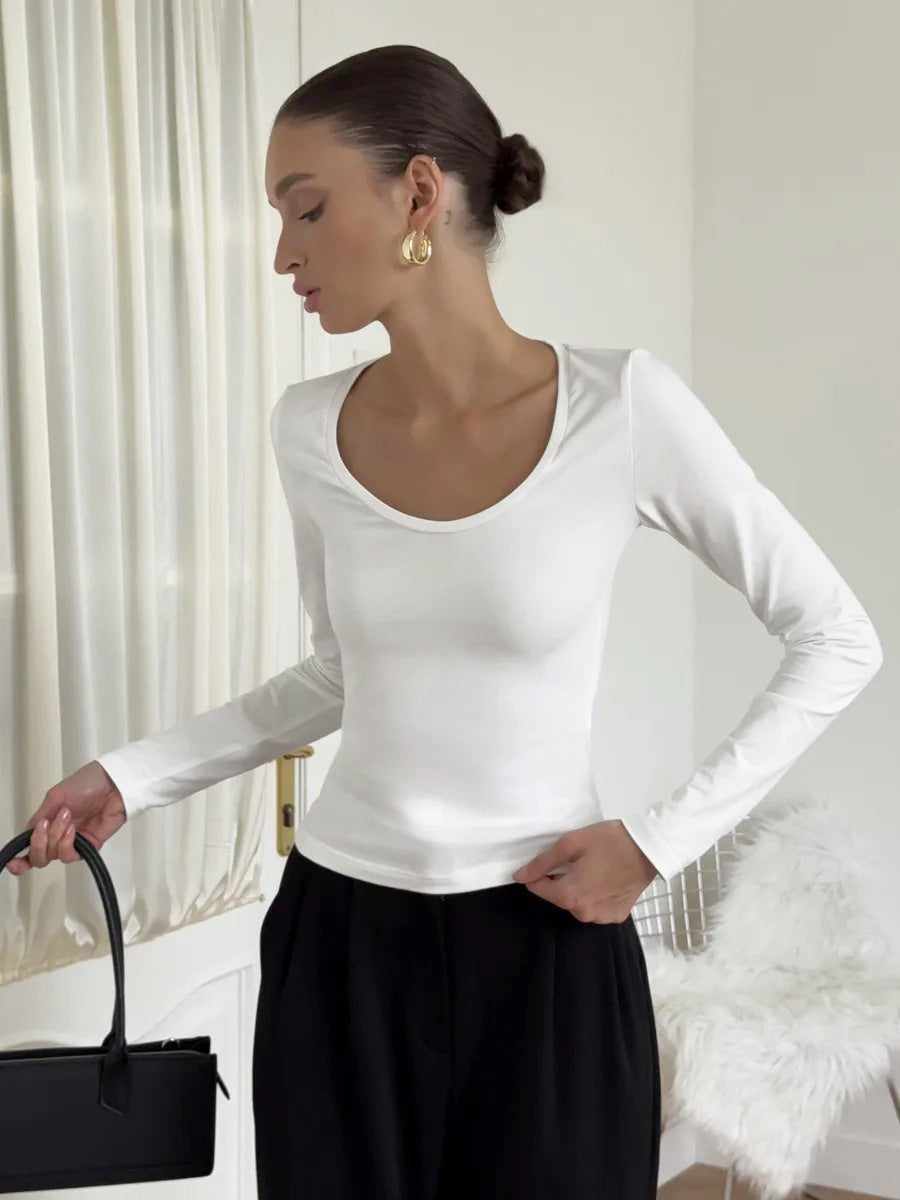 U-Neck Slim Fit Long Sleeve Base Top - image 6