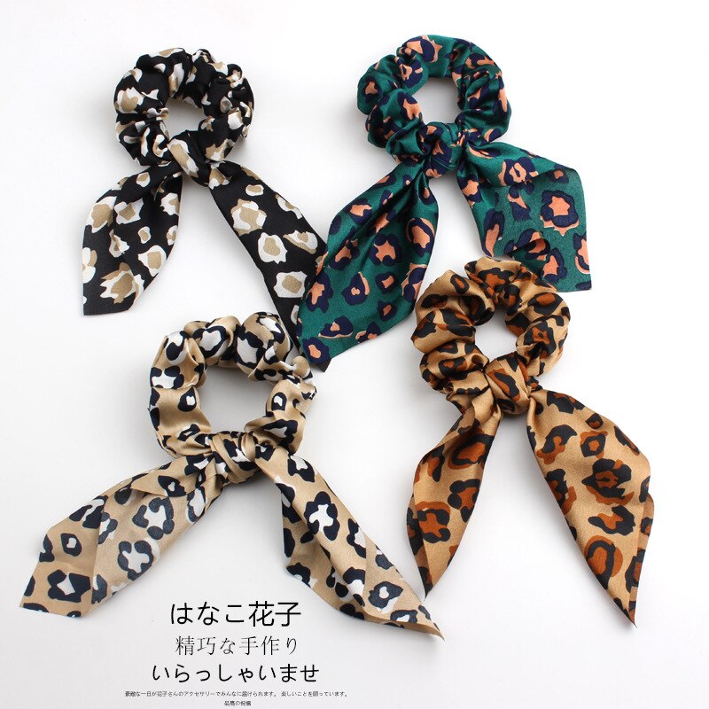 Leopard & Floral Scarf Scrunchies (4 Pack)