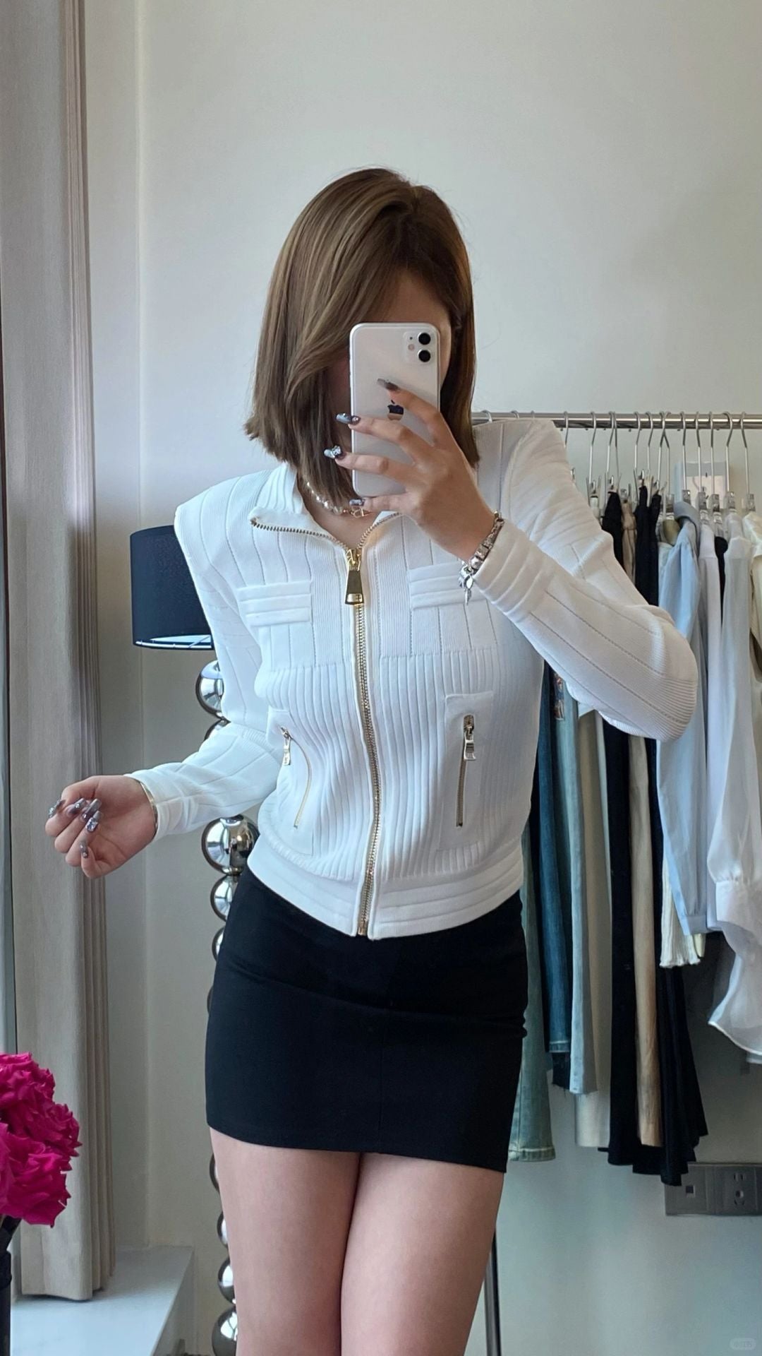 French Style Black and White Knit Cardigan - image 6