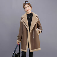 Women's Mid-Length Fleece-Lined Casual Coat - image 1