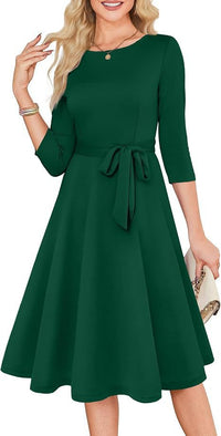 Elegant Round Neck Knit Dress - image 6