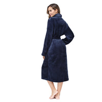 Solid Color Collar Robe For Women In Navy Blue - image 6