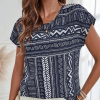 Women's Casual Geometric Print Batwing Sleeve Blouse - image 1