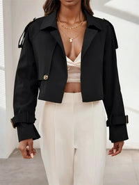 Women's Long Sleeve Cropped Trench Jacket - image 1