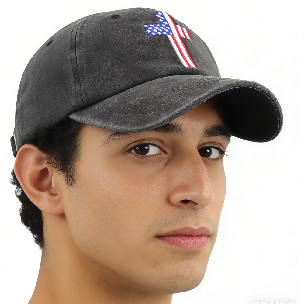 Christian American Flag Cross Baseball Cap - image 9