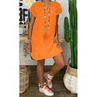 Women's V-Neck Short Sleeve Shift Sundress - image 11