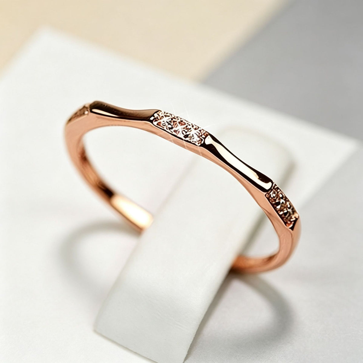 Ultra-Thin Bamboo Rhinestone Ring - image 8