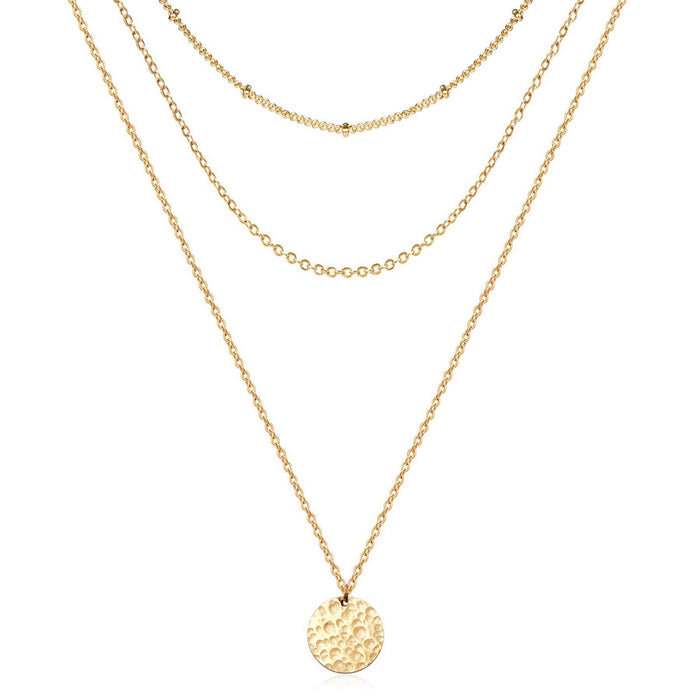 Hammered Coin Layered Necklace Set
