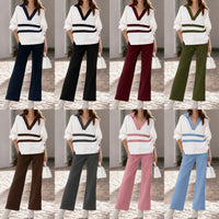 Women's Color Block Striped Top and Pants Set - image 2