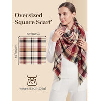 Women's Oversized Plaid Blanket Scarf, Square Shawl Wrap - image 4