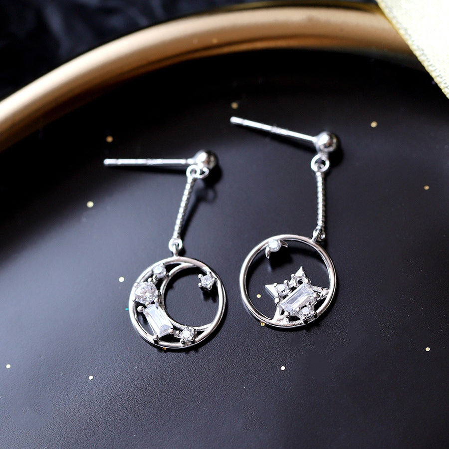 Star & Moon Zircon Earrings