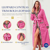 RONGTAI Women's Coral Fleece Long Robe Bathrobe, Jacquard Hearts - image 2