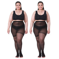 2 Pairs Womens 20D Ultra Toeless Sheer Tights Open Toe Control Top Plus Size Pantyhose - image 1