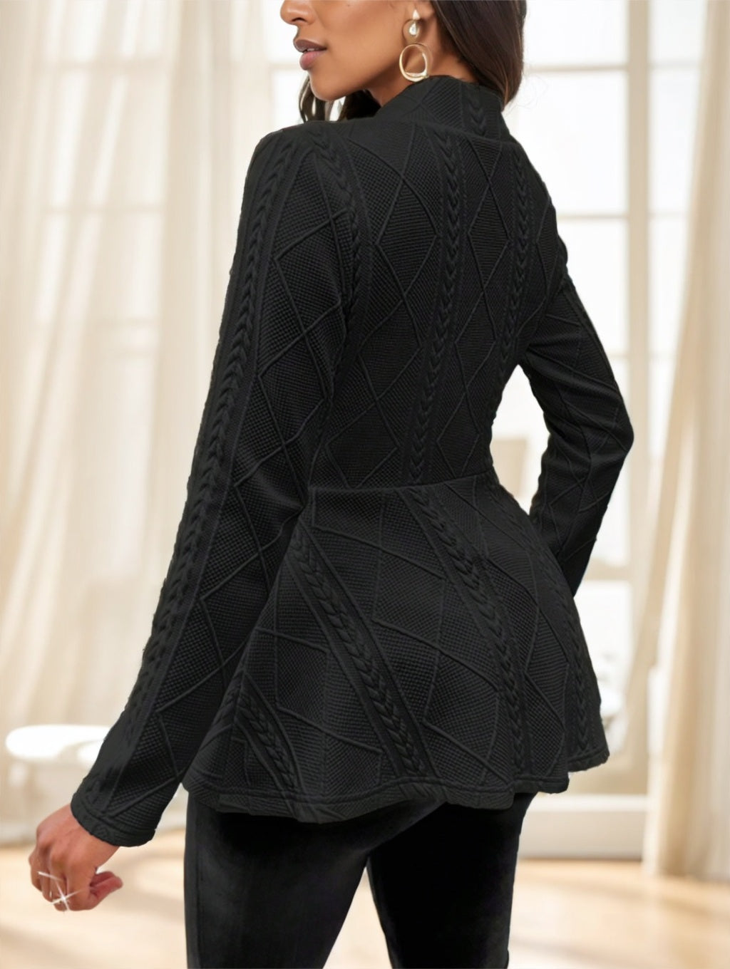 Solid Color Textured Single Button Jacket - image 6