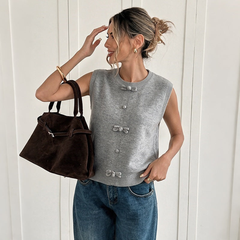 Sleeveless Sweater Vest with Bow - image 4