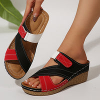 Sewing Line Lightweight Wedge Velcro Multicolor Shoes - image 1