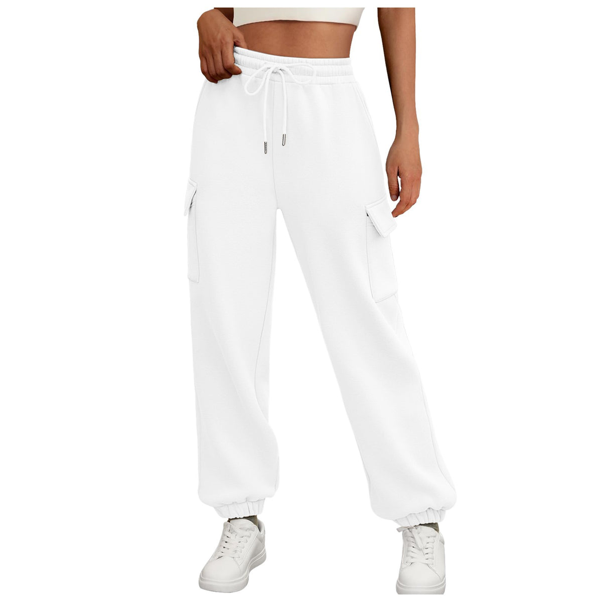 Women's Sweatpants Fleece Lined Baggy Athletic Jogger Trousers With Pockets Fall Casual Trendy Cargo Pants