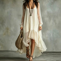 Women's Mesh Asymmetrical Flowy Dress - image 3