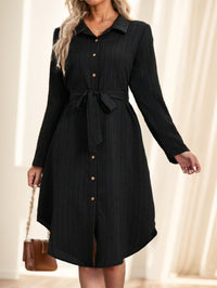 Women's Solid Color Long Sleeve Midi Dress Fall Women Dresses - image 5