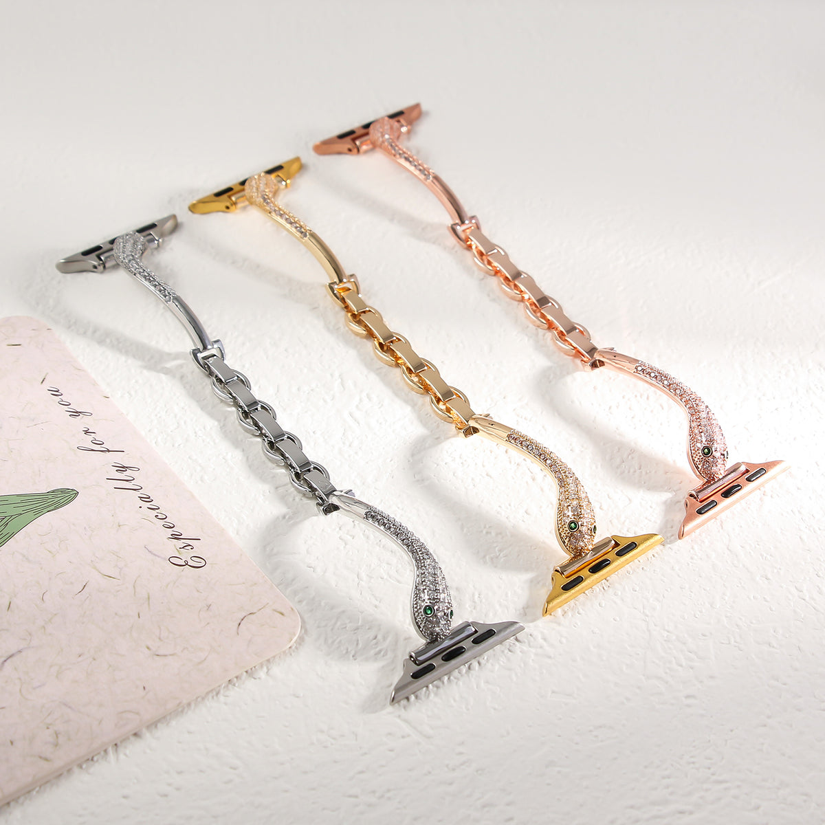 Zircon Twisted Snake Metal Watch Band - image 8