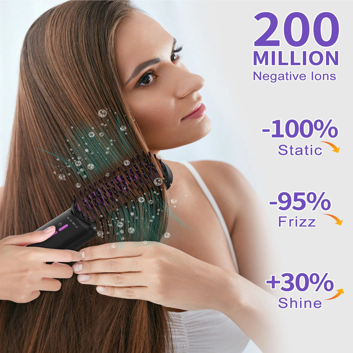 Hair Straightener Brush, Ionic Plus Steam Straightening Brush For Smooth, Anti-frizz Hair, Anti-Scald Ceramic Straightening Comb, Heated Straightener Brush Flat Iron Fast Heating For Home Salon - image 9