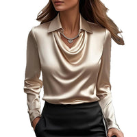 Women's Satin Cowl Neck Long Sleeve Blouse - image 8