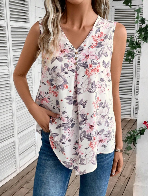 Women's V-Neck Casual Sleeveless Summer Top Vest Shirt - image 5