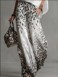 Ink Leopard Shadow Drop Gradient Leopard Pattern Wide Leg Pants - image 1