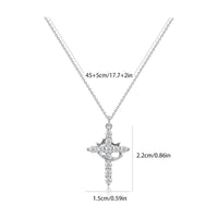 Rotatable Crown Cross Necklace For Women, Cubic Zirconia Paved Faith Pendant Necklace - image 5