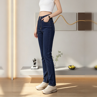 High-Waist Dark Blue Straight Leg Jeans - image 4