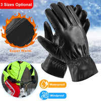 Guantes negros de cuero sintético forrados, cortavientos - image 1