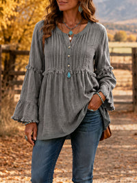 Lace-trimmed Loose-fit Shirt With Tassel Patchwork Top - image 5