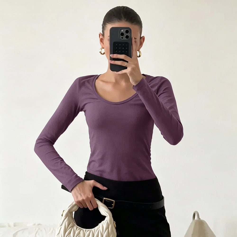 U-Neck Slim Fit Long Sleeve Base Top - image 11