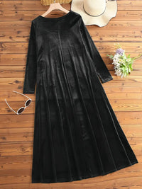 Women's Velvet Long Sleeve Maxi Dress with Pockets - image 3