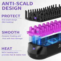Hair Straightener Brush, Ionic Plus Steam Straightening Brush For Smooth, Anti-frizz Hair, Anti-Scald Ceramic Straightening Comb, Heated Straightener Brush Flat Iron Fast Heating For Home Salon - image 6