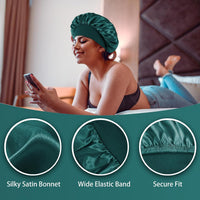 4PCS Silk Satin Bonnets With Wide Elastic Band For Curly Hair, Sleeping And Shower Hair Wrap Caps - image 3