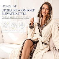 Women's Coral Fleece Long Robe Bathrobe, Jacquard Hearts - image 6