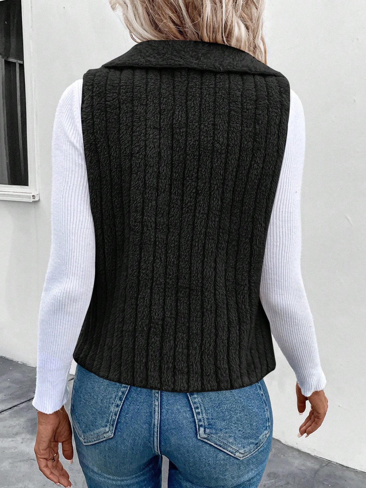 Waterfall Collar Open Front Vest Coat - image 7